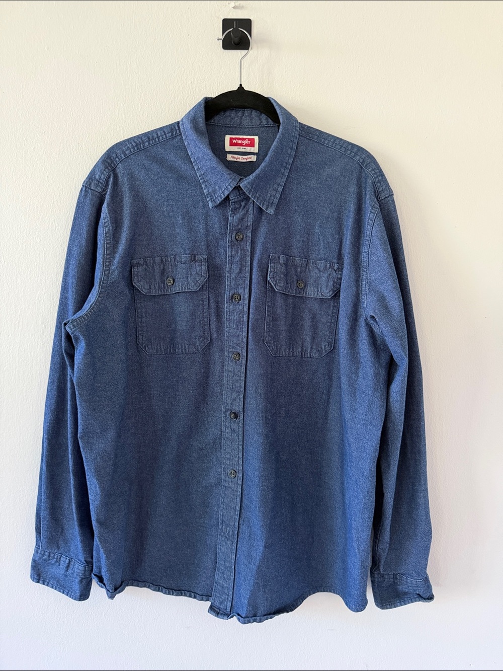 Wrangler Men's Indigo Button-Front Denim Shirt